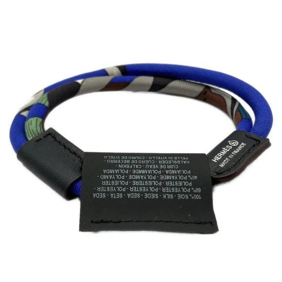 HERMES - Navy Gray Multi Silk Leather None Bracelet 191-081225 - Picture 2 of 4